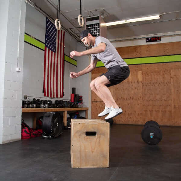 Person doing box jumps in Func Shoes