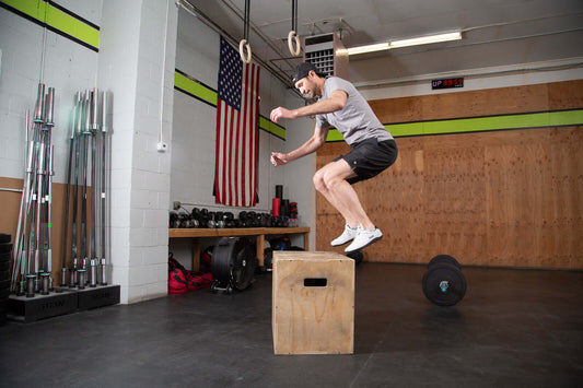 Person doing box jumps in Func Shoes
